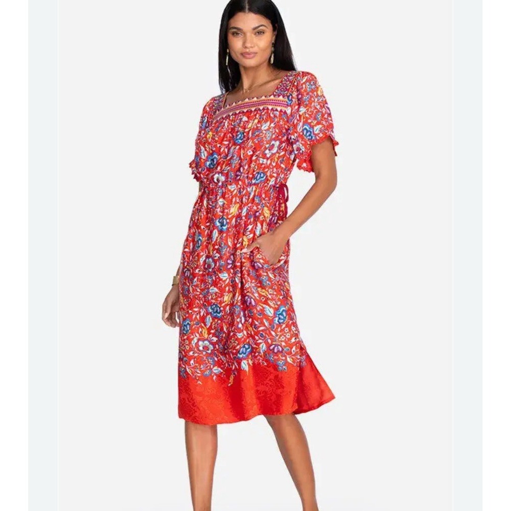 Johnny Was Red‎ Floral Jasmine Dress Medium M